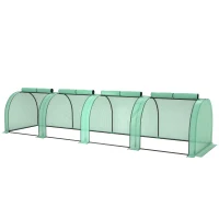 Outsunny Seră Tip Tunel din Oțel și Plastic Impermeabil Anti UV cu 4 Uși, 395x100x80 cm, Verde(m-10)