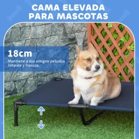 PawHut Cama Elevada para Perros Refrescante y Transpirable Cama para Perros Grandes 92x76x18 cm para Interior Exterior Azul(m-4)