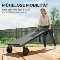 Outsunny Sonnenliege Atmungsaktive Gartenliege mit 6-fach Verstellbar Rückenlehne Rädern Aluminiumrahmen(m-6)