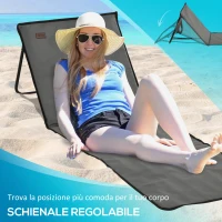 Outsunny Set 2 Sdraio da Spiaggia Pieghevoli e Regolabili con Tasca, in Acciaio e Poliestere, 142x51x40 cm, Grigio(m-5)