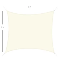 Outsunny Toldo Vela de Sombra Cuadrado 3x3 m Toldo de Terraza de Poliéster con Anillo de Acero Inoxidable y Cuerdas Crema(m-3)