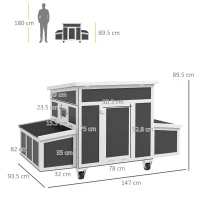 PawHut Adăpost din Lemn pentru Găini, cu Cuiburi pentru 6 Găini, Gri Închis(m-3)