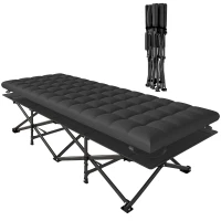Outsunny Feldbett faltbar Campingbett mit Tragetasche Campingliege bis 200 kg Indoor, Outdoor, 200 x 80 x 40 cm Schwarz(m-11)