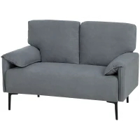 HOMCOM Sofa 2-osobowa, Grube Poduszki, Aksamitna Tapicerka, Kanapa, Czarna(m-10)