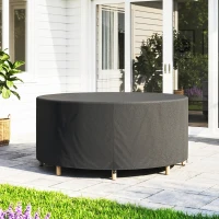 Outsunny Housse de mobilier de jardin imperméable pour table ronde, tissu Oxford 420D pour jardin extérieur, Ø200 x 80 cm, noir(m-8)