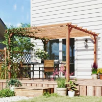 Outsunny Pergola en bois tonnelle extérieur structure robuste avec poteaux 90 mm et 7 poutres 3 x 3 m effet bois d'érable(m-8)