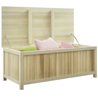 Outsunny Arcón Exterior de Madera 172 L Baúl Almacenaje con Tapa Abatible Resistente a la Intemperie para Jardín Madera Natural(m-10)