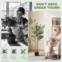 HOMCOM Decorative Artificial Plant, 148 cm Silk Olive Tree with 553 Leaves in Cement Pot, Fake Plant(m-6)