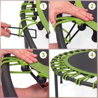 SPORTNOW Fitness-Trampolin mit verstellbarem Handlauf, Sport-Trampolin für drinnen und draußen, Stahl, Kunststoff, Grün(m-8)