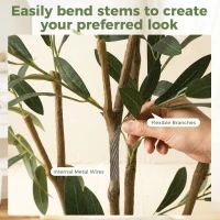 HOMCOM Decorative Artificial Plant, 148 cm Silk Olive Tree with 553 Leaves in Cement Pot, Fake Plant(m-7)