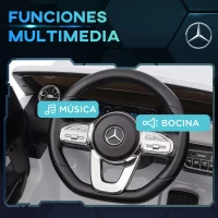 HOMCOM Coche Eléctrico para Niños Mercedes-Benz EQA 12V Control Remoto Música Bocina Velocidad 3-8 km/h  111,5x69x52,5cm Blanco(m-7)
