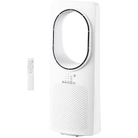 HOMCOM Ventilatore a Torre Senza Pale, Silenzioso 36dB, con Oscillazione a 45°, Luci LED, Telecomando, Bianco(m-9)
