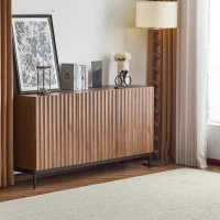 Sideboard im Mid-Century-Modern-Stil, 3D-Wellendesign, für Wohnzimmer, Esszimmer, Büro, 150 x 40 x 80 cm, Braun(m-6)