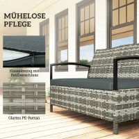 Outsunny Gartenbank mit Stauraum 2-Sitzer Sitzbank mit Kissen Haltegriffen 125L Poly Rattan 123 x 70 x 82 cm Dunkelgrau(m-8)