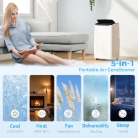 HOMCOM 12000 BTU 5-in-1 Portable Air Conditioner with Cool, Heat, Dehumidifier, Fan, Sleep, WiFi Voice Control, White(m-5)