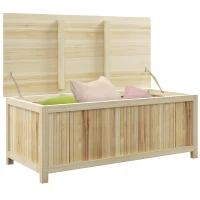 Outsunny Arcón Exterior de Madera 172 L Baúl Almacenaje con Tapa Abatible Resistente a la Intemperie para Jardín Madera Natural(m-1)