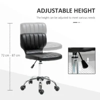 HOMCOM Rolling stool - 360° swivel work stool - ergonomic stool - adjustable seat height 47-62 cm - quilted PU upholstery black chrome metal(m-4)
