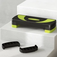 HOMCOM Step de Aeróbic para Fitness Antideslizante con Altura Regulable 3 Niveles 10/15/20 cm Carga 150 kg 80x31x20 cm Verde(m-9)