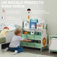 AIYAPLAY Estantería Infantil para Juguetes con 6 Cajas Extraíbles de Tela no Tejida y 2 Estantes para Guardería 63x30x71 cm Verde(m-6)