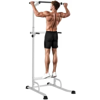 SPORTNOW Barra de Dominadas Altura Regulable Estación de Fondos Resistente para Gimnasio en Casa Entrenamiento de Fuerza Blanco(m-10)
