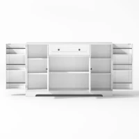 Multifunktionales Küchenbuffet, mit Schublade und Regaltüren, Modernes Design, 138 x 40 x 85 cm, Weiß(m-7)