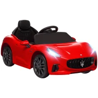 AIYAPLAY Coche Eléctrico Infantil Maserati Gran Turismo Folgore con Batería 12V Mando a Distancia Faros Bocina y Música MP3 Rojo(m-10)