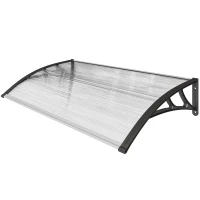 Outsunny Marquesina para Puertas y Ventanas 110x60 cm con Paneles de Policarbonato Regleta de Aluminio Transparente(m-11)