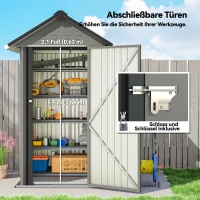 Outsunny Metall Gerätehaus 1,17 m², Geräteschuppen mit Satteldach Lüftung Schloss Handschuhen, 122 x 121 x 192 cm(m-7)