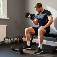 SPORTNOW Verstellbare Hantel, 6-20 kg Hantel mit Ablagefach, rutschfest Griff, Kurzhantel aus Kunststoff(m-2)