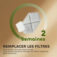 PawHut 16 pcs Filtre Fontaine Eau Chat, Distributeur d'Eau filtrante pour Chat et Chien, Triple Système de Filtration, Blanc(m-7)