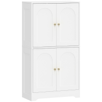 HOMCOM Armoire de cuisine, colonne avec 2 étagères réglables, buffet avec 4 portes cintrées 60 x 30 x 110 cm, blanc