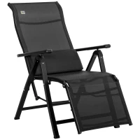 Outsunny Tumbona Plegable de Jardín Tumbona Gravedad Cero con Respaldo Ajustable en 9 Posiciones con Cojín 70x65x111 cm Negro(m-11)