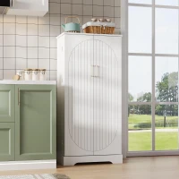 Multifunktionaler Küchenschrank, Doppeltür mit Staufach, 60x35x128 cm, Weiß(m-4)