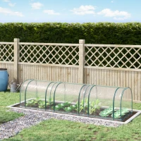 Outsunny PVC Tunnel Greenhouse - Plant Grow House with Steel Frame for Garden Backyard, Zipper Doors, 350Lx100Wx80H cm, Transparent(m-13)