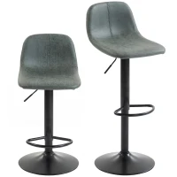 HOMCOM Bar Stools Set of 2, Modern Swivel Barstools with Footrest for Kitchen Island and Dining Room, Green(m-10)