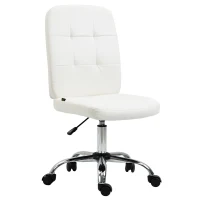 Vinsetto Silla de Oficina sin Brazos Silla de Escritorio Giratorio de Piel Sintética con Altura Ajustable 45x59x90-100 cm Blanco(m-10)