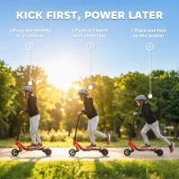 SPORTNOW Electric Scooter for Kids, Foldable E Scooter for Age Age 6+ with LED Display, RGB lights, Up to 16km/h, Red(m-4)