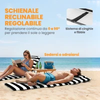 Outsunny Set 2 Sdraio da Spiaggia con Poggiatesta Imbottito, in Metallo e Tessuto Oxford, 146x50x2 cm, Grigio e Bianco(m-5)