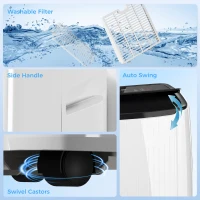 HOMCOM 14000 BTU 5-in-1 Portable Air Conditioner with Cool, Heat, Dehumidifier, Fan, Sleep, WiFi Voice Control, White(m-9)