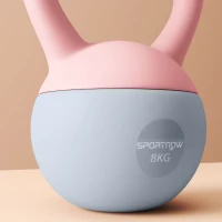 SPORTNOW Pesa Rusa 8 kg Kettlebell Relleno de Arena Metálica y Mango Antideslizante para Entrenamiento en Casa 19x19x28 cm Rosa(m-8)