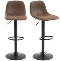 HOMCOM Bar Stools Set of 2, Modern Swivel Barstools with Footrest for Kitchen Island and Dining Room, Brown(m-11)