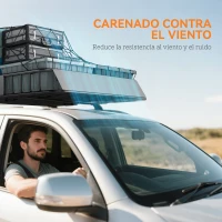 HOMCOM Cesta de Techo Universal para Vehículos de Acero Carga 90,7 kg con Deflector Barandillas 110,5x99,5x18,5 cm Negro(m-6)