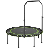 SPORTNOW Trampolina fitness z regulowanym poręczem, trampolina sportowa do użytku wewnętrznego i zewnętrznego, stal, plastik, zielona(m-1)