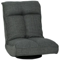 HOMCOM Fauteuil de sol pliable pivotant à 360°, chaise de sol rembourré avec dossier réglable en 5 positions, 58x107x79cm, gris(m-11)