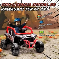 AIYAPLAY Coche Eléctrico para Niños 12V con Licencia Kawasaki Teryx KRX 1000 Control Remoto Suspensión Trasera Rojo(m-4)