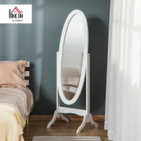HOMCOM Oval Floor Mirror Shabby Chic Adjustable Tilt dim. 48W x 46D x 147H cm MDF White(m-12)