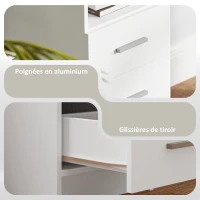 HOMCOM Bureau d'ordinateur avec 3 tiroirs et étagère ouverte, bureau informatique, style moderne, 100 x 40 x 75 cm, blanc(m-5)
