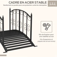 Outsunny Pont de Jardin Pont en acier avec Garde-corps latéraux, Charge Maximale 120 KG, décoration Jardin, 119 x 67 x 70 cm noir(m-6)