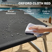 Outsunny Reclining Chair Sun Lounger Folding Lounger Seat with Sun Shade Awning Beach Garden Outdoor Patio Recliner Adjustable (Black)(m-18)