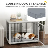 PawHut Cage pour chien caisse pour chien avec coussin pieds réglables pour chiens moyens jusqu'à 20 kg 90 x 58 x 62,5 cm gris(m-9)